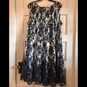 Plus Size Black and White Lacy Dress
